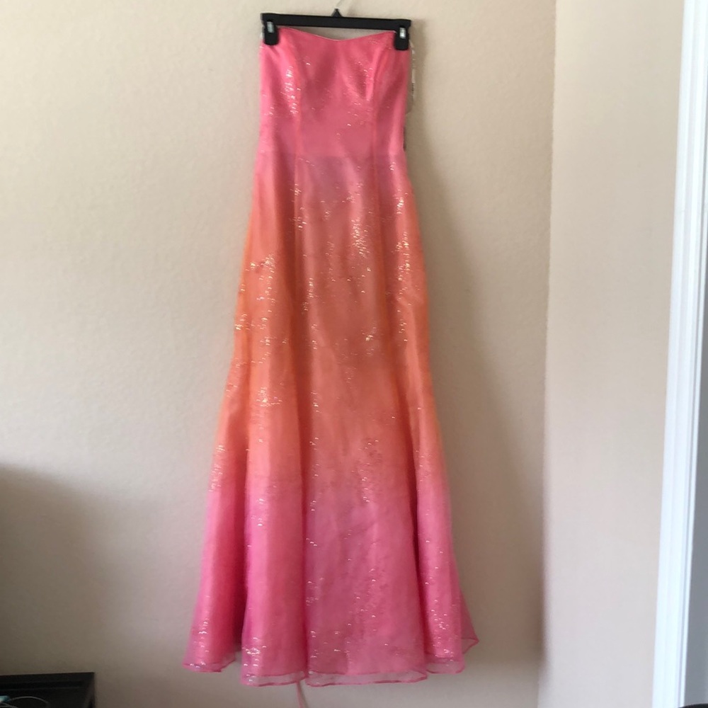 Evening Maxi formal dress in coral ombré